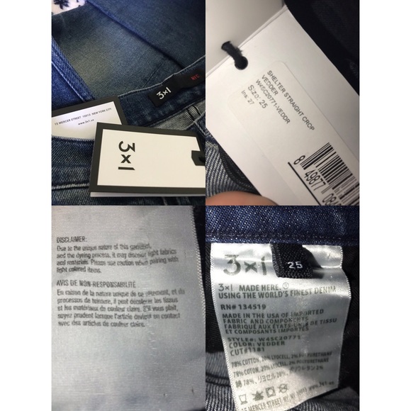 🔴LAST CHANCE 🔴 NWT 3X1 25 denim jeans shelter straight crop - Picture 7 of 7